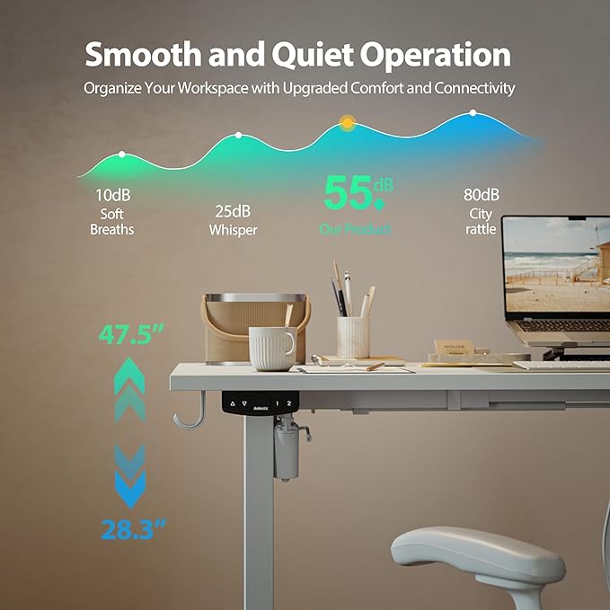 Agilestic Electric Standing Desk, L-Shaped 55 Inches Height Adjustable Desk - Image 6