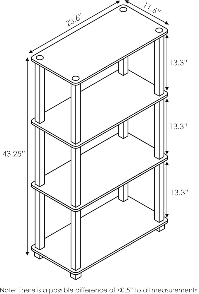 Furinno Turn-N-Tube 4-Tier Multipurpose Shelf Display Rack, Square Tube - Image 2