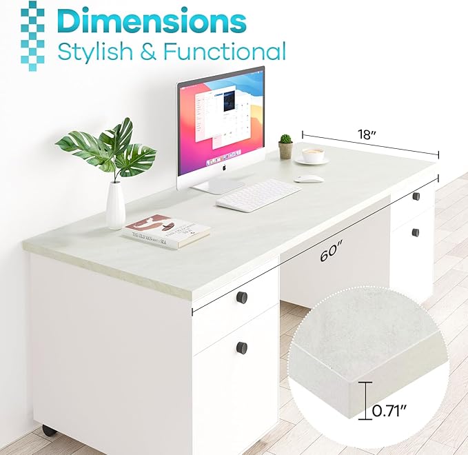 Kaboon Universal Tabletop 60"x18", Solid One-Piece Melamine Table Top, Double - Image 3