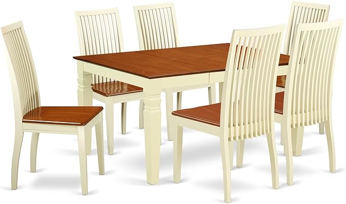 East West Furniture WEIP7-BMK-W 7 Piece Dining Set Consist of a Rectangle by EastWestFurniture