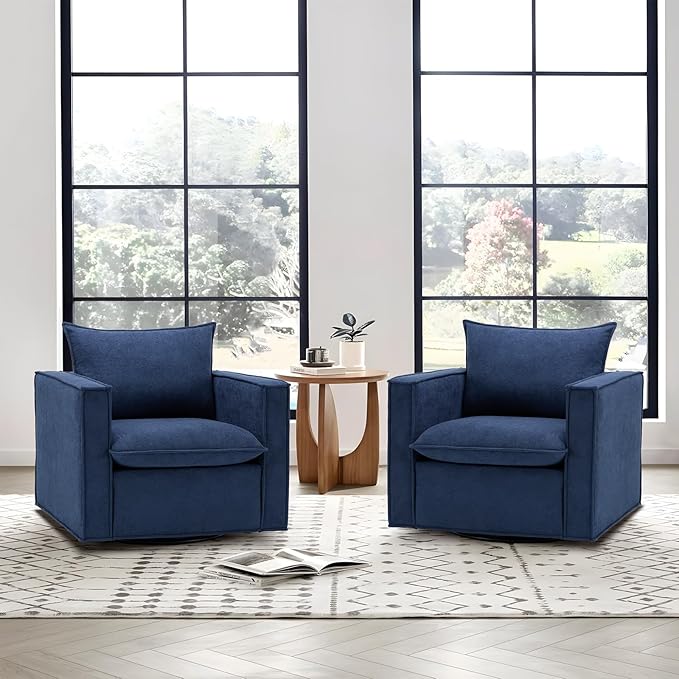 COLAMY Swivel Accent Chair, 34in Living Room Chair Upholstered Armchair - Image 8