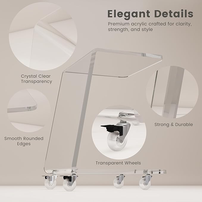 2-Pack Clear Acrylic C Shaped Side Table - Image 6