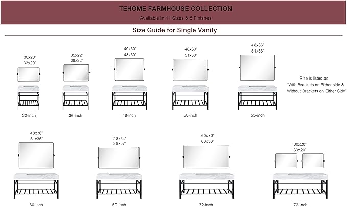 TEHOME 27 x 35'' Farmhouse Brush Nickel Metal Framed Pivot Rectangle Bathroom - Image 7