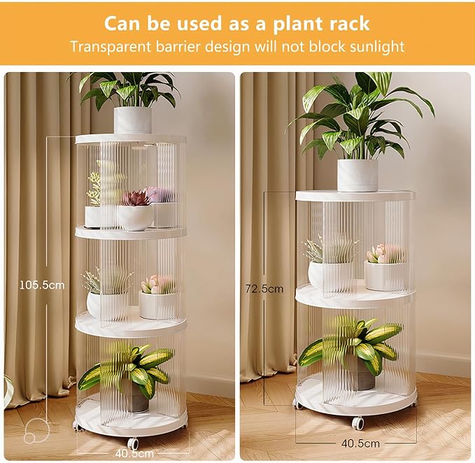 Rotating Bookshelf, 360°Display Spinning Rolling Bookshelf Tower, 3 Tiers - Image 9