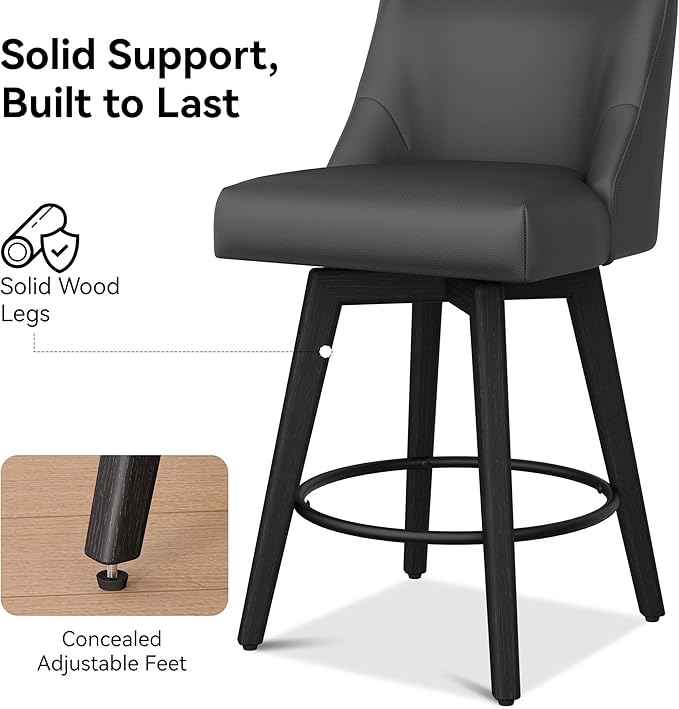 Counter Height Bar Stools Set of 2, Modern Swivel Barstools - Image 5