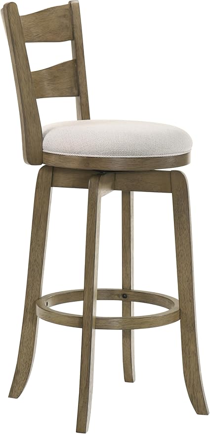 Armen Living Blair 30 in. Putty Brown Bar Height Rubberwood Swivel Barstool - Image 9