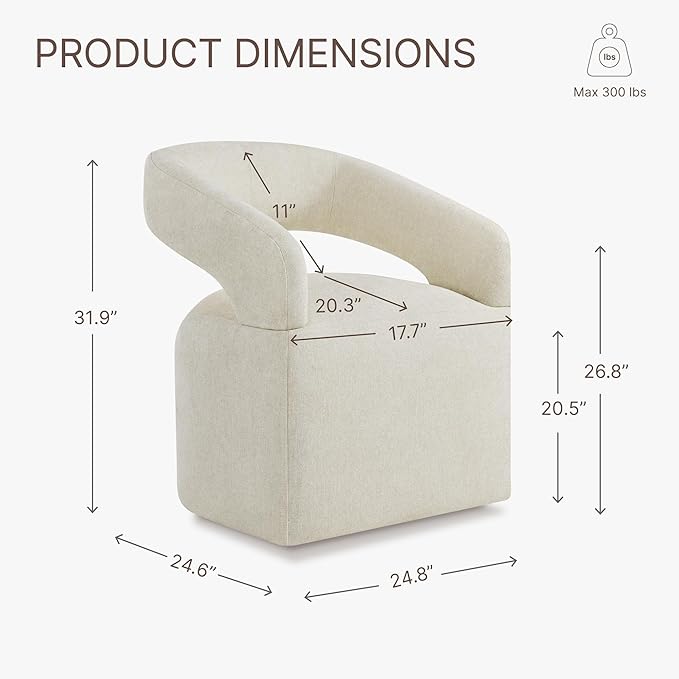 Upholstered Dining Chairs with Casters Easy Assembly Require Modern Barrel - Image 3