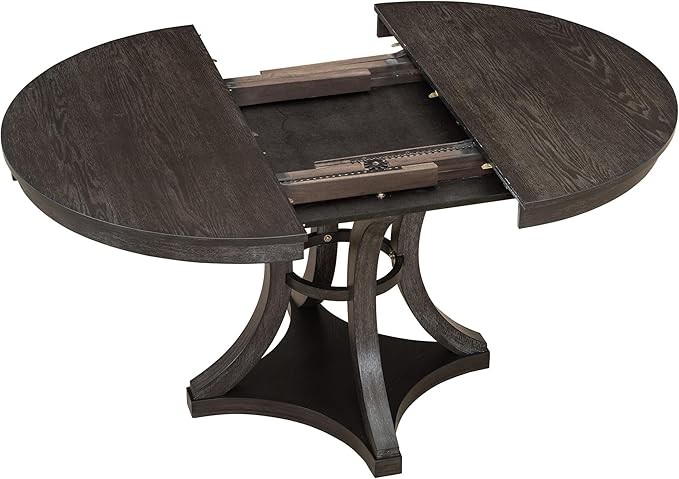 Merax 5-Piece Extendable Round Dining Table Set 42"-58" Retro Functional Table - Image 9