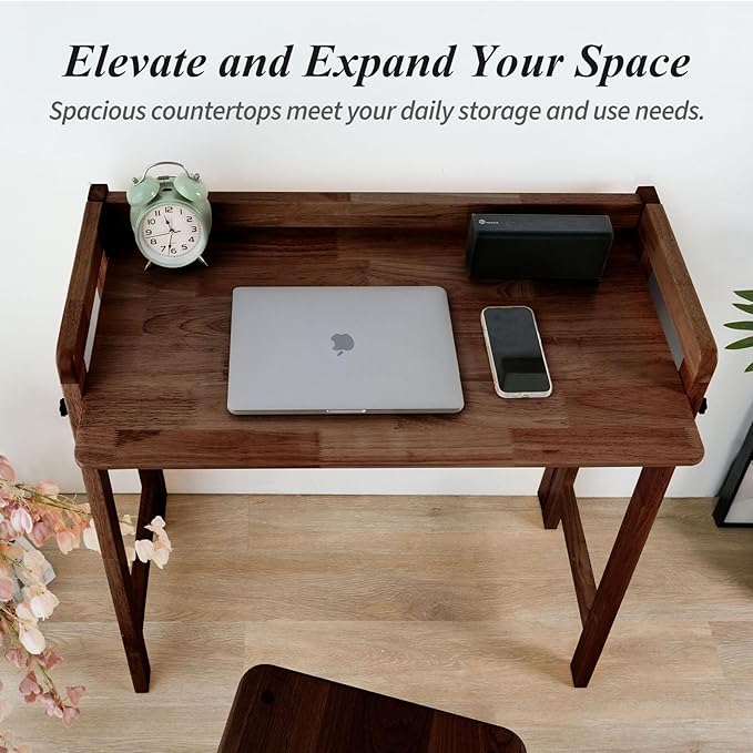Computer Desk, Foldable Desk, Home Office Desks, Solid Wood Writing Desk - Image 4