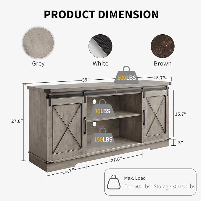 IDEALHOUSE Farmhouse TV Stand and Entertainment Center - Image 2