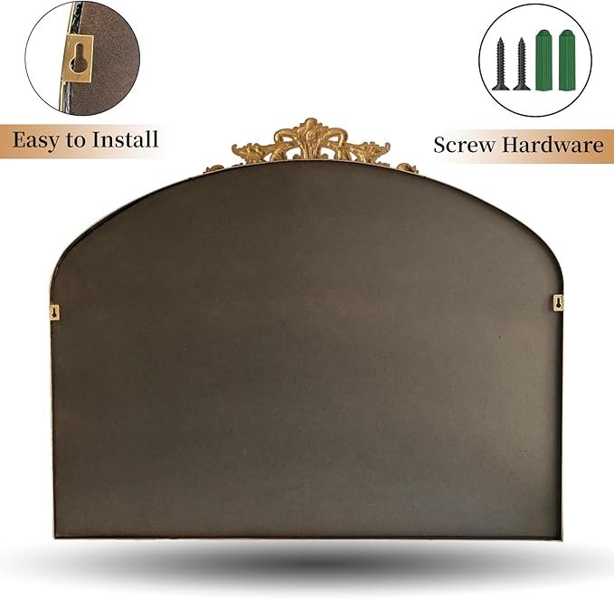 WAMIRRO Ornate Gold Mirror, Vintage Arched Baroque Antique Mirorrs - Image 5