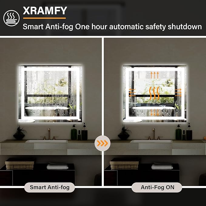 36x36 LED Bathroom Mirror, Backlit + Front Lit, LED Bathroom Mirror - Image 6