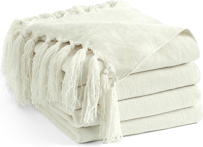 Chenille Throw Blanket for Couch 60"X 80" Twin, Soft Cozy Throws by LONGCREATE