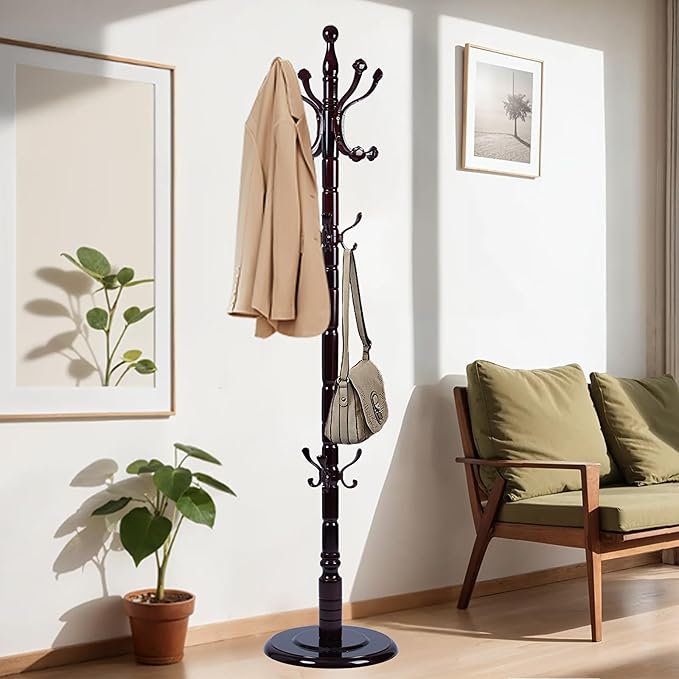 72 in Wood Coat Rack, Coat Rack Freestanding by VEGNIC