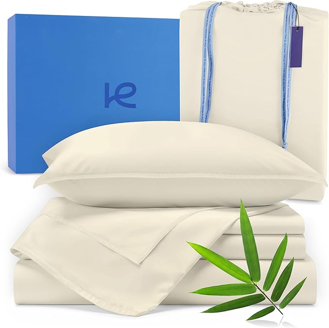 Kickoff Viscose Bamboo Sheets King Size 4-pc 100% Organic Bamboo Viscose Bed by KickoffHome