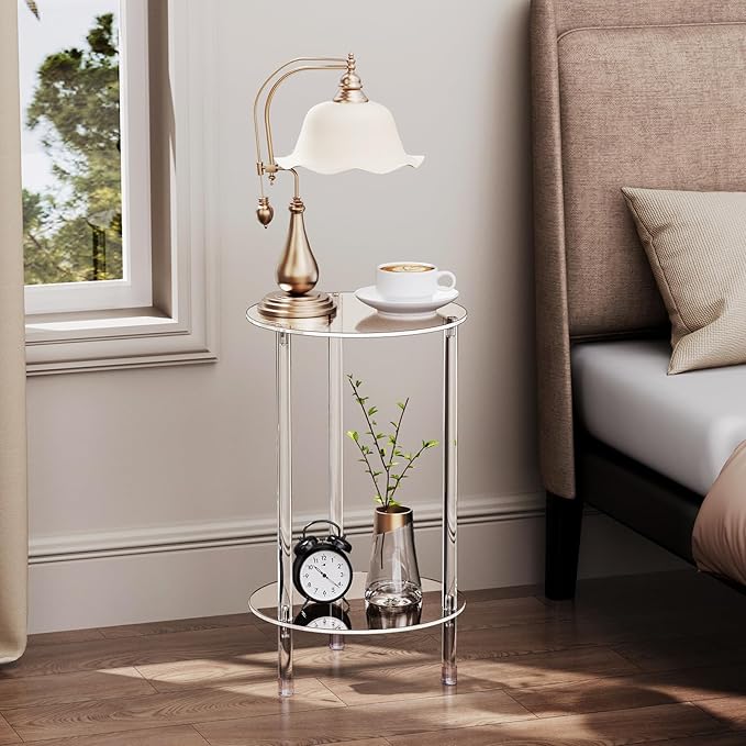 Clear Round Acrylic Side Table Set of 2 - Image 6