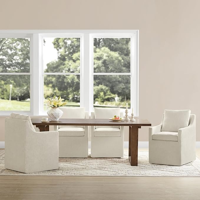 Upholstered Dining Chairs with Casters Washable Cover Side Deskchair with by Kislot