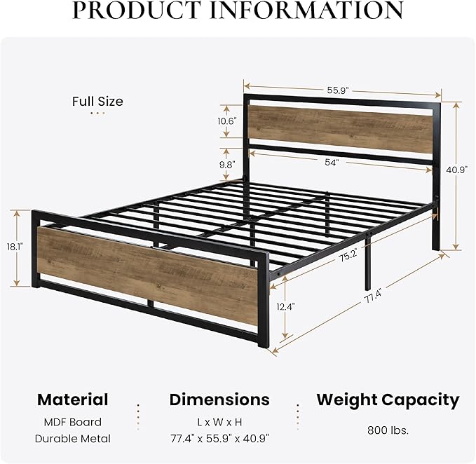 SHA CERLIN Full Size Bed Frame - Image 2