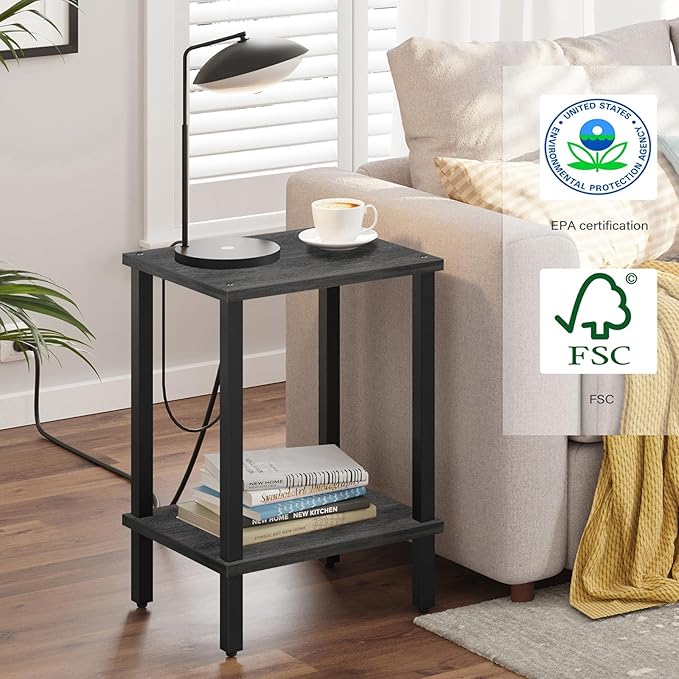 TUTOTAK End Table, Side Table, Nightstand, 2-Tier Storage Shelf, Sofa Table - Image 4