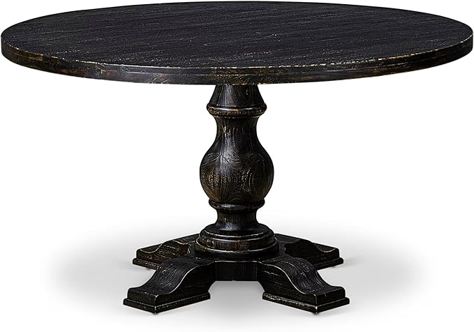 I55-11-TP Breakfast Table with Acacia Wood Round Tabletop and Stylish Pedestal by LuxebyEastWestFurniture