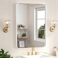 Keonjinn White Framed Mirrors for Bathroom 20 x 30 Inch Rounded Rectangle by Keonjinn