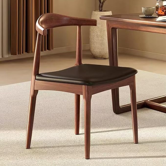 Solid Wood Dining Chairs Set of 2, Mid Century Dining Chairs, Upholstered PU - Image 5