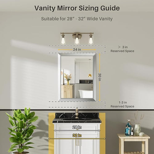 24x30 Inch Silver Bathroom Mirror - Image 2