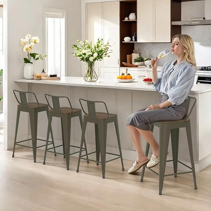 26 Inch Swivel Bar Stools Set of 4, Counter Height Bar Stools - Image 8