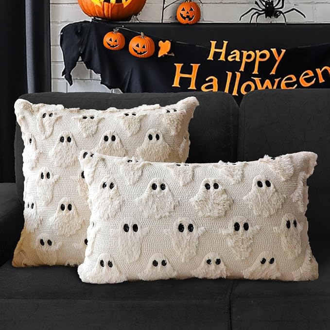 4TH Emotion Halloween Ghost Decorative Pillow Covers 16x16 Set of 2 - Image 4