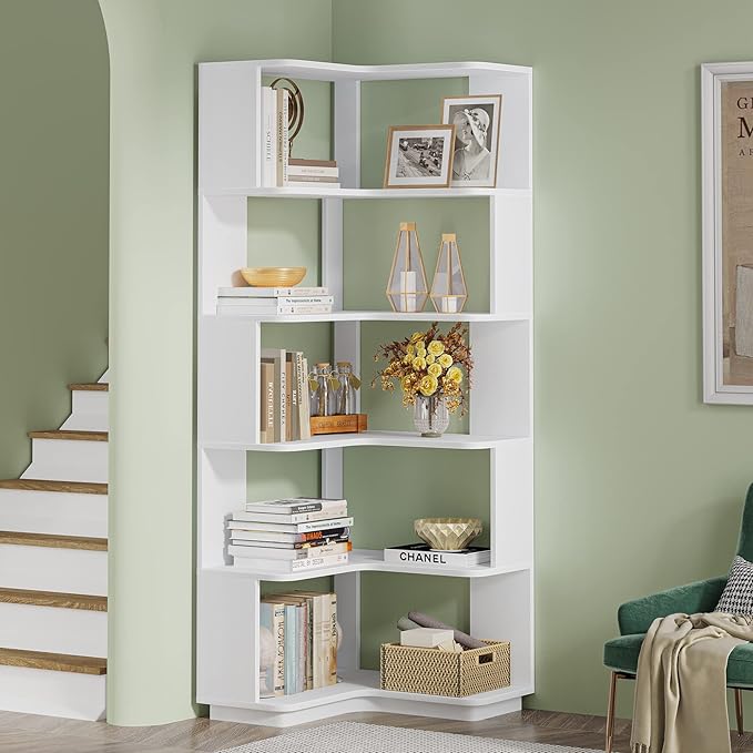 LITTLE TREE Corner Bookshelf, 64.9 Inch Tall Bookcase - Image 10