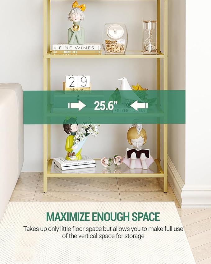 Bookcase Bookshelf, Tempered Glass Bookshelves, Slim Shelving Unit - Image 6