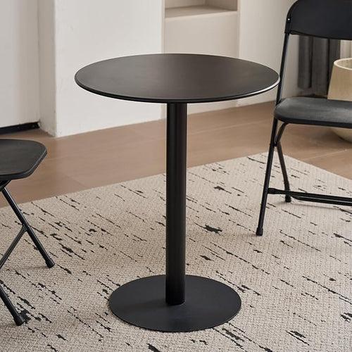 24 inch Black Round Table Small Dining Table, Metal Modern Kitchen Table by Kasinali