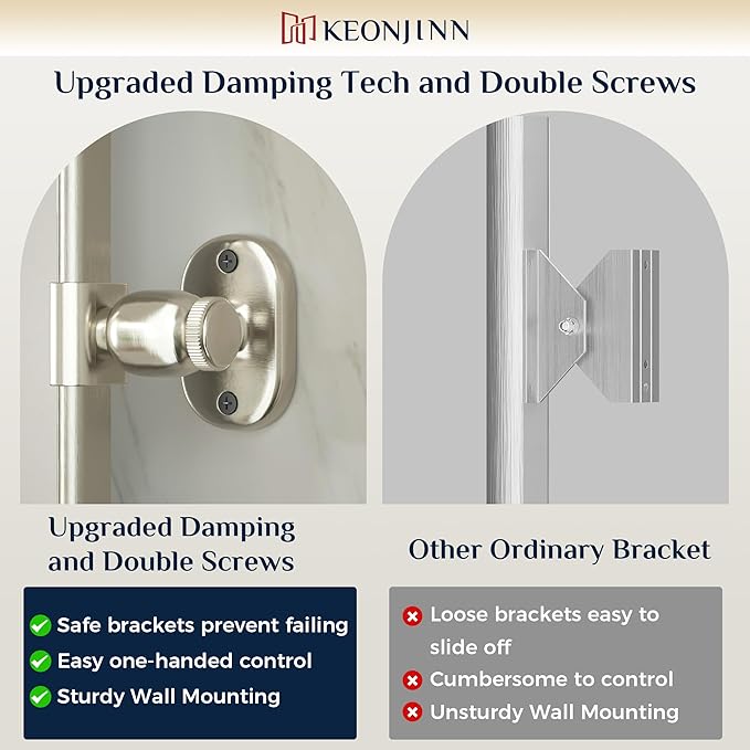 Keonjinn 40 x 30 Inch Large Pivot Mirror, Brushed Nickel Pivot Mirror Bathroom - Image 4