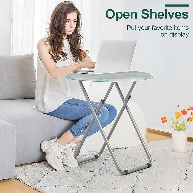 TV Tray Round Table, Small Foldable Table, Portable Dinner Table - Image 5