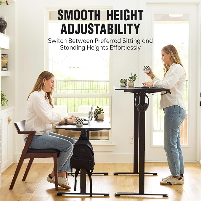 Veken 55 Inch, Height Adjustable Sit Stand Up, Wood Desktop, Work Home Office - Image 4