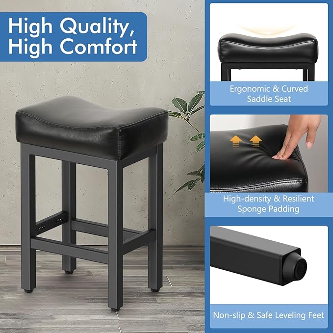 Counter Height Bar Stools Set of 3, 24 Inch Barstools - Image 3