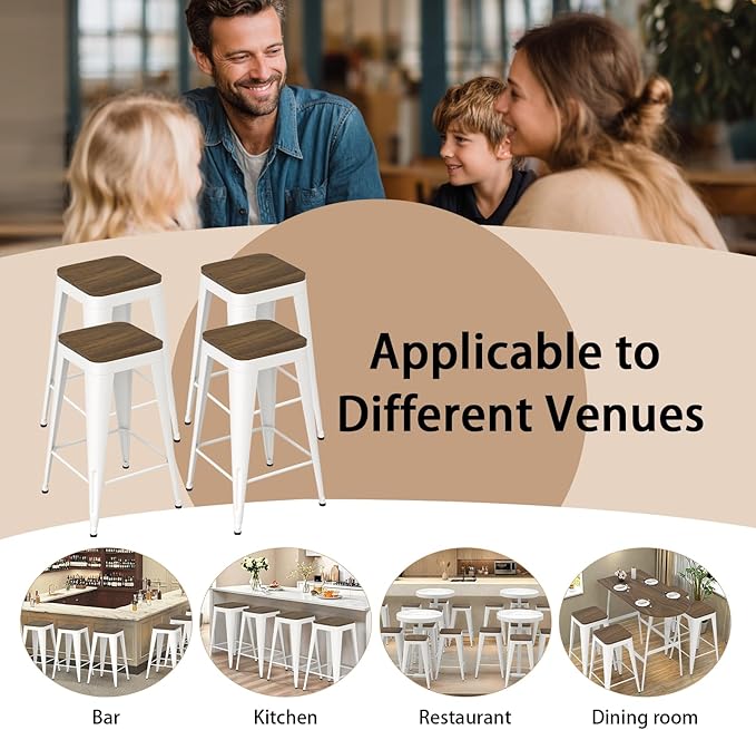 30 inch Backless Bar Stools Set of 4, Indoor Metal Bar Stools - Image 7