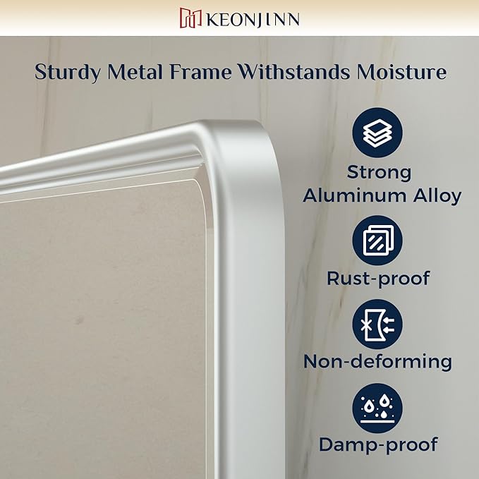 Keonjinn 20 x 30 Inch Tilt Mirror Bathroom, Satin Nickel Metal Pivot Mirror - Image 6