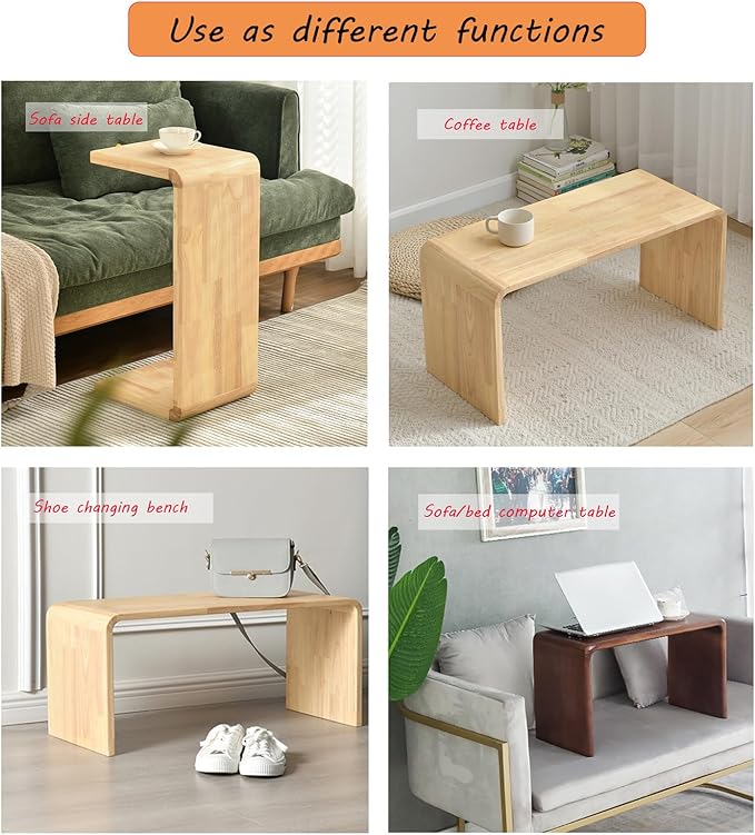 C Shaped End Table, Solid Wood C Side Table - Image 6