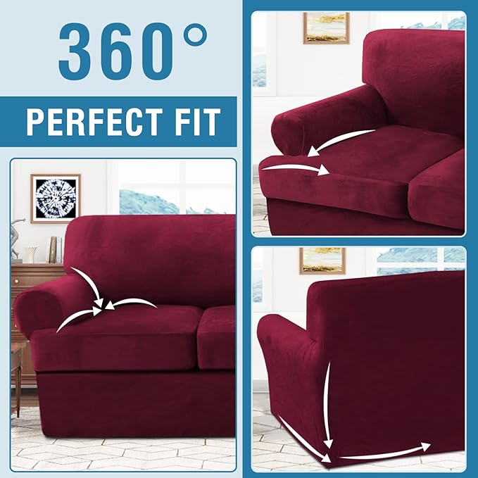 H.VERSAILTEX Sofa Cover 3 Piece T Cushion Sofa Slipcovers Thick Velvet Couch - Image 8