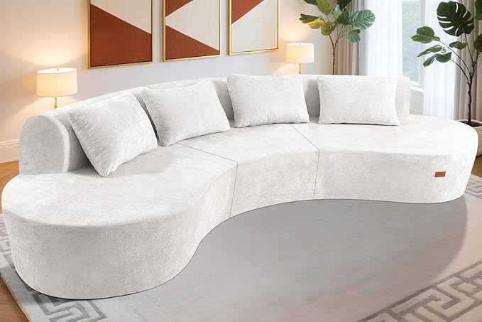 Homguava 130'' Modular Sectional Sofa, Curved Modern Sofa - Image 3