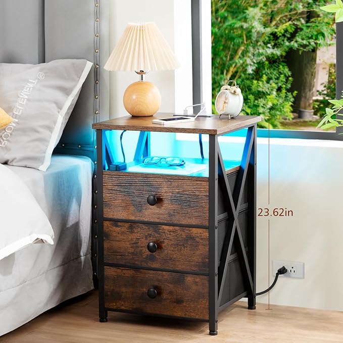 AMHANCIBLE Night Stand Set 2, LED Nightstand - Image 4