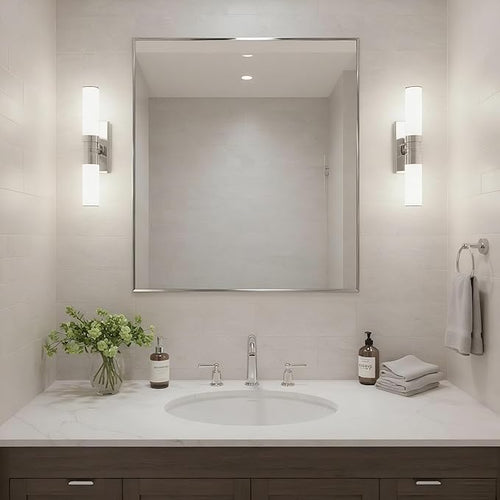 24x30 Inch Nickel Bathroom Mirror by Bonverre
