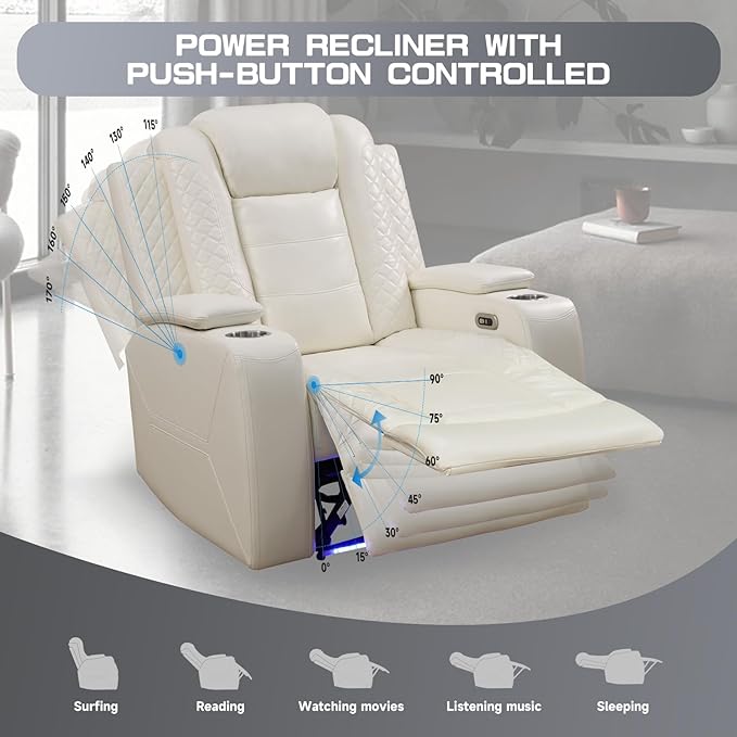 3+2+1 PU Leather Power Sectional Sofa Set, Living Room Furniture, Reclining - Image 4