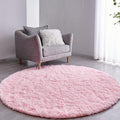 FJZFING Pink Round Rug Ultra-Soft Plush Modern 4x4 Circle Area Rug by FJZFING