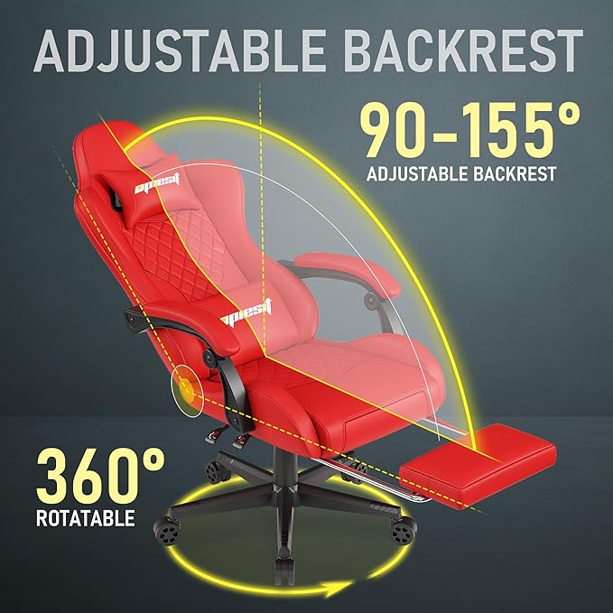 Gaming Chair Office Chair with Footrest, Height Adjustable, Ergonomic Computer - Image 3