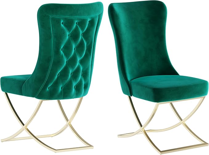 Ottomanson Royal Dining Chairs Set of 8 – Upholstered Tufted Microfiber by Ottomanson