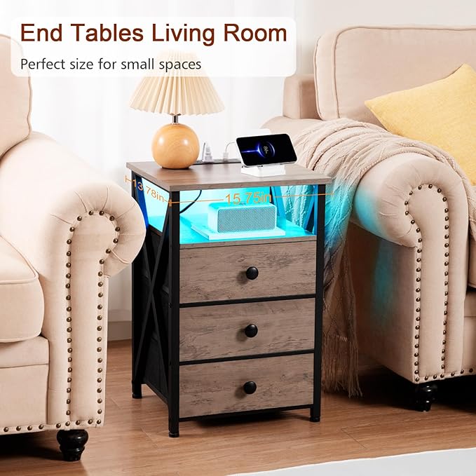 AMHANCIBLE Night Stand Set 2, LED Nightstand - Image 8
