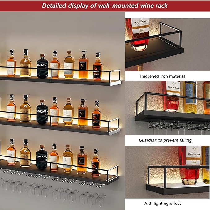 63in Wall-Mounted Metal Wine Rack - Image 4