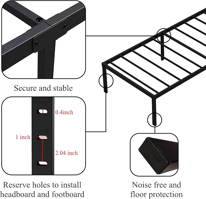 16 Inch Twin XL Bed Frames, Metal Platform Twin XL Bed Frame - Image 7